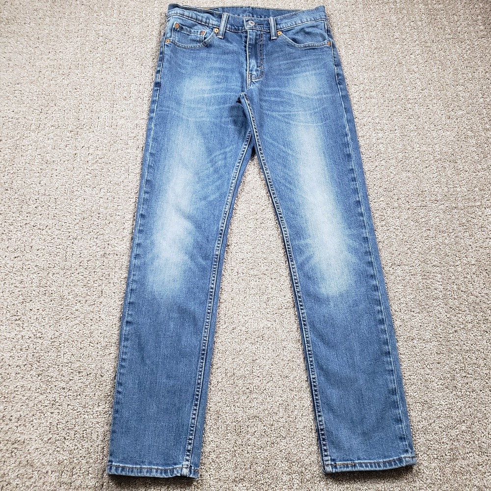 LEVIS Jeans Mens 30x32 (29x30) Blue 511 Slim Straight Whiskers Faded Thighs